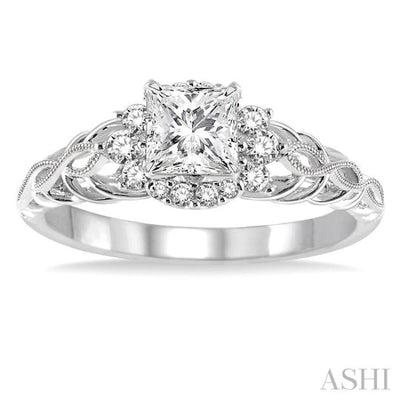 1/5 Ctw Diamond Semi-mount Engagement Ring in 14K White Gold