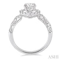 5/8 Ctw Diamond Engagement Ring with 3/8 Ct Round Cut Center Stone in 14K White Gold