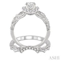 1/2 Ctw Diamond Wedding Set with 1/2 Ctw Round Cut Engagement Ring and 1/20 Ctw Wedding Band in 14K White Gold