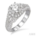 5/8 Ctw Diamond Semi-mount Engagement Ring in 14K White Gold