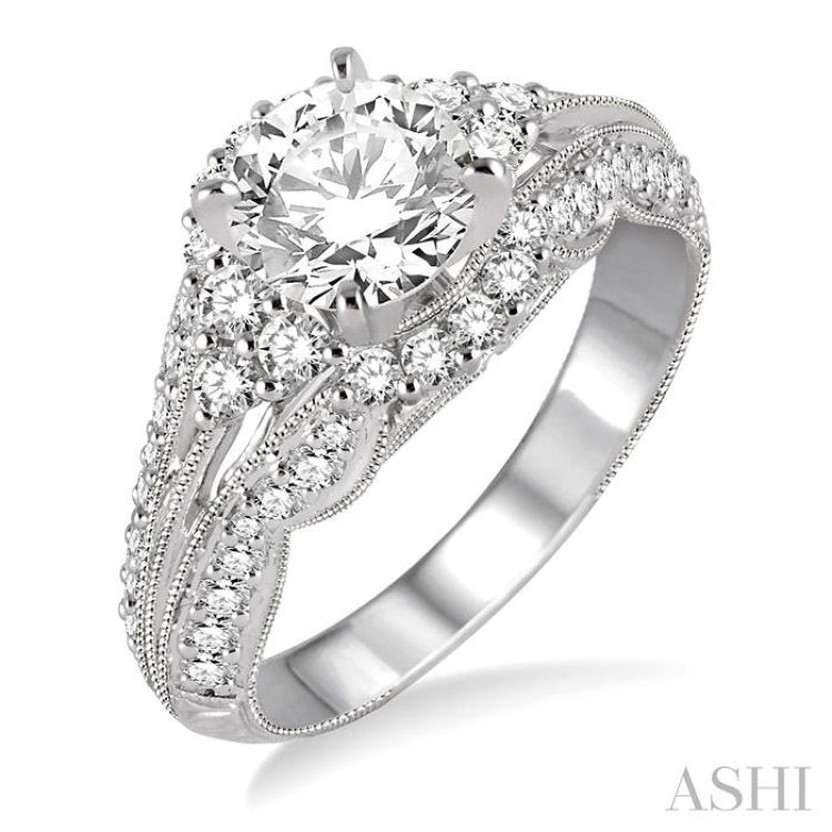 5/8 Ctw Diamond Semi-mount Engagement Ring in 14K White Gold