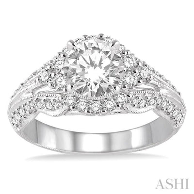 5/8 Ctw Diamond Semi-mount Engagement Ring in 14K White Gold