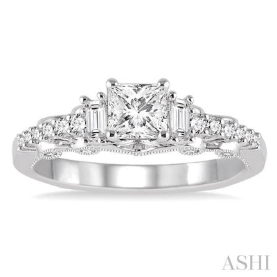 1/3 Ctw Diamond Semi-mount Engagement Ring in 14K White Gold