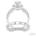 3/4 Ctw Diamond Wedding Set with 5/8 Ctw Round Cut Engagement Ring and 1/10 Ctw Wedding Band in 14K White Gold