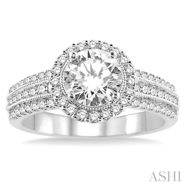 5/8 Ctw Diamond Semi-Mount Engagement Ring in 14K White Gold