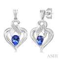 5x3 mm Pear Shape Tanzanite and 1/50 Ctw Single Cut Diamond Earrings in Sterling Silver