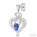 5x3 mm Pear Shape Tanzanite and 1/50 Ctw Single Cut Diamond Earrings in Sterling Silver