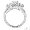 1 1/10 ctw Square Shape Diamond Lovebright Engagement Ring in 14K White Gold