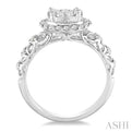 3/4 Ctw Diamond Lovebright Vintage Lattice Engagement Ring in 14K White Gold