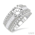 2 1/4 Ctw Diamond Semi-mount Engagement Ring in 14K White Gold