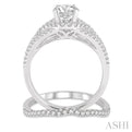 1 1/4 Ctw Diamond Wedding Set with 1 Ctw Round Cut Engagement Ring and 1/5 Ctw Wedding Band in 14K White Gold