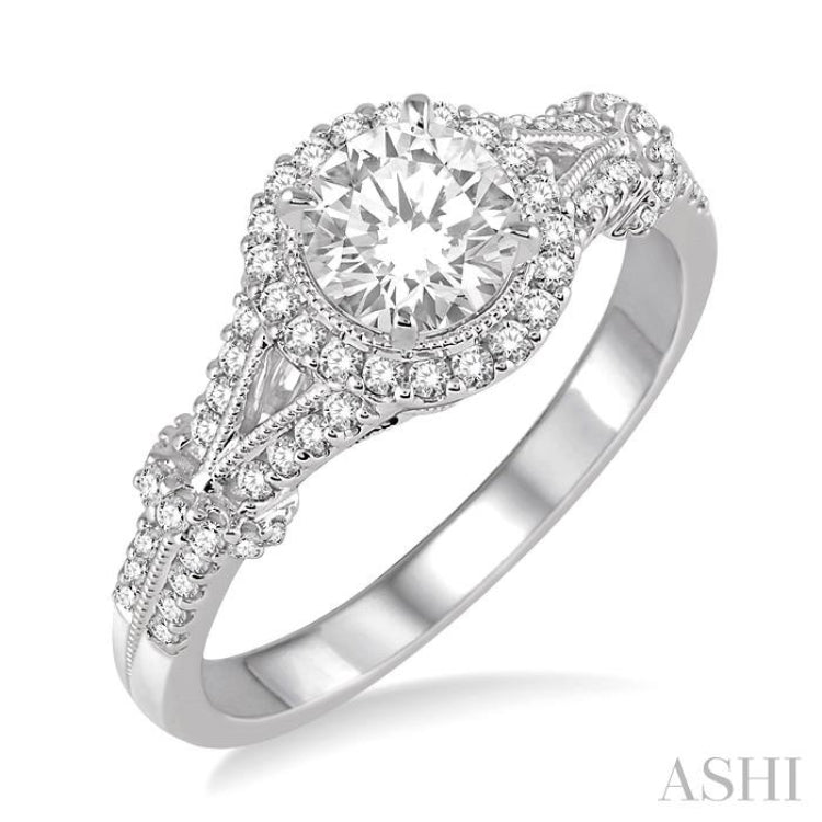 1/3 Ctw Diamond Semi-mount Engagement Ring in 14K White Gold