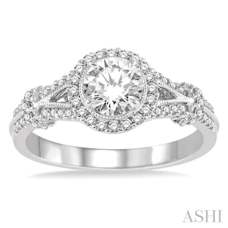 1/3 Ctw Diamond Semi-mount Engagement Ring in 14K White Gold