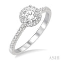 1/2 Ctw Diamond Engagement Ring with 1/4 Ct Round Cut Center Stone in 14K White Gold