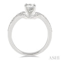 5/8 Ctw Diamond Engagement Ring with 3/8 Ct Princess Cut Center Stone in 14K White Gold