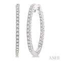 1/2 Ctw Round cut Diamond Hoop Earrings in 14K White Gold