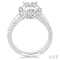 1 Ctw Square Shape Diamond Lovebright Engagement Ring in 14K White Gold