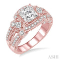 3/4 Ctw Diamond Semi-mount Engagement Ring in 14K Rose Gold