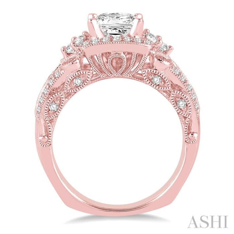 3/4 Ctw Diamond Semi-mount Engagement Ring in 14K Rose Gold