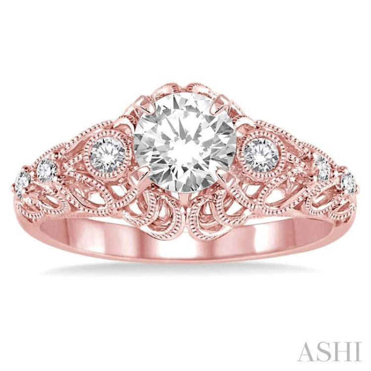 1/6 Ctw Diamond Semi-mount Engagement Ring in 14K Rose Gold