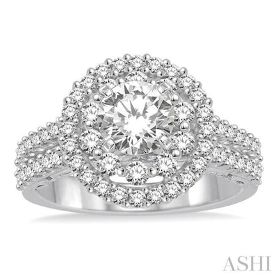 1 Ctw Diamond Semi-mount Engagement Ring in 14K White Gold