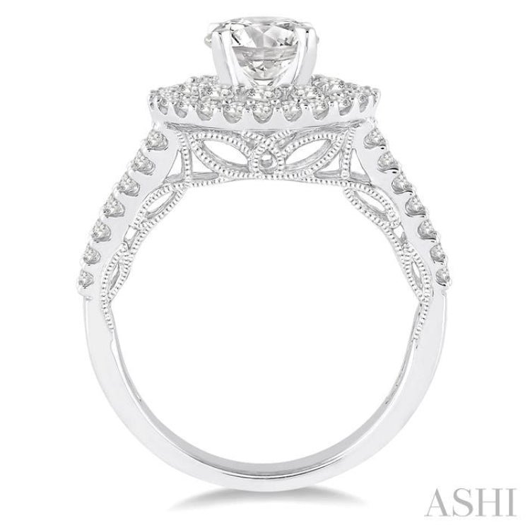 1 Ctw Diamond Semi-mount Engagement Ring in 14K White Gold