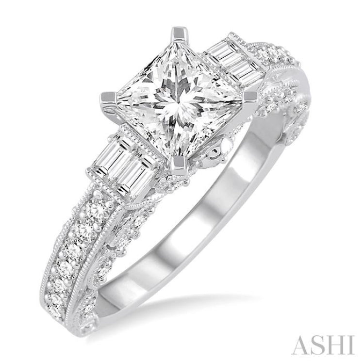 5/8 Ctw Diamond Semi-mount Engagement Ring in 14K White Gold