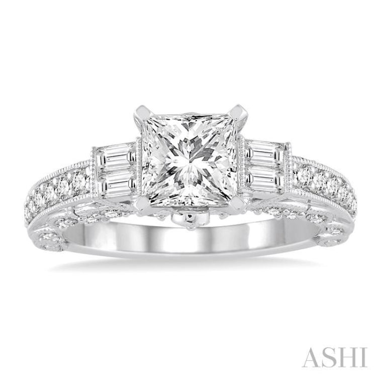 5/8 Ctw Diamond Semi-mount Engagement Ring in 14K White Gold