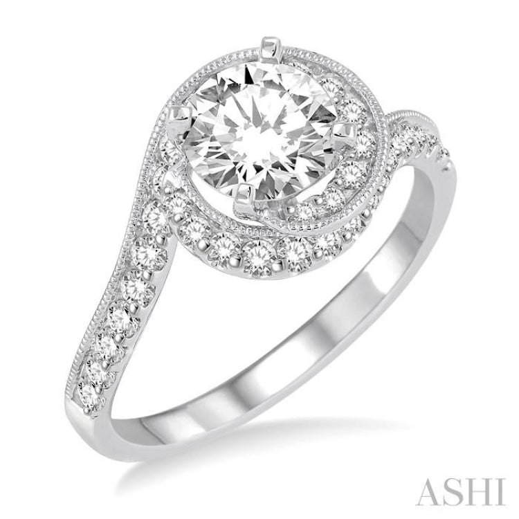 1/2 Ctw Diamond Semi-mount Engagement Ring in 14K White Gold