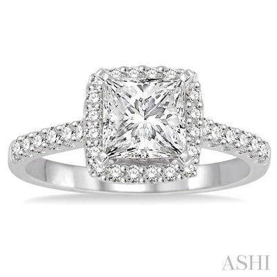 3/8 Ctw Round Cut Diamond Semi-mount Engagement Ring in 14K White Gold