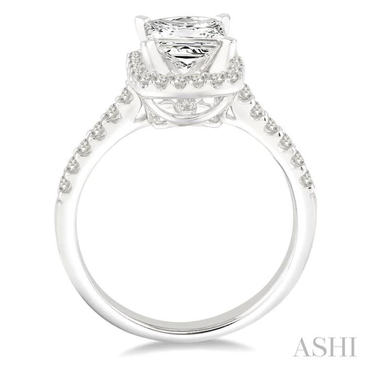 3/8 Ctw Round Cut Diamond Semi-mount Engagement Ring in 14K White Gold