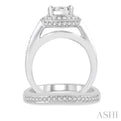 1 1/10 Ctw Diamond Lovebright Wedding Set with 1 Ctw Engagement Ring and 1/6 Ctw Wedding Band in 14K White Gold