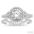 1/2 Ctw Diamond Wedding Set with 3/8 Ctw Round Cut Engagement Ring and 1/20 Ctw Wedding Band in 14K White Gold