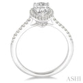 5/8 Ctw Diamond Engagement Ring with 1/2 Ct Pear Shape Center Stone in 14K White Gold