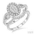 7/8 Ctw Diamond Lovebright Wedding Set with 5/8 Ctw Engagement Ring and 1/5 Ctw Wedding Band in 14K White Gold