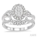 7/8 Ctw Diamond Lovebright Wedding Set with 5/8 Ctw Engagement Ring and 1/5 Ctw Wedding Band in 14K White Gold