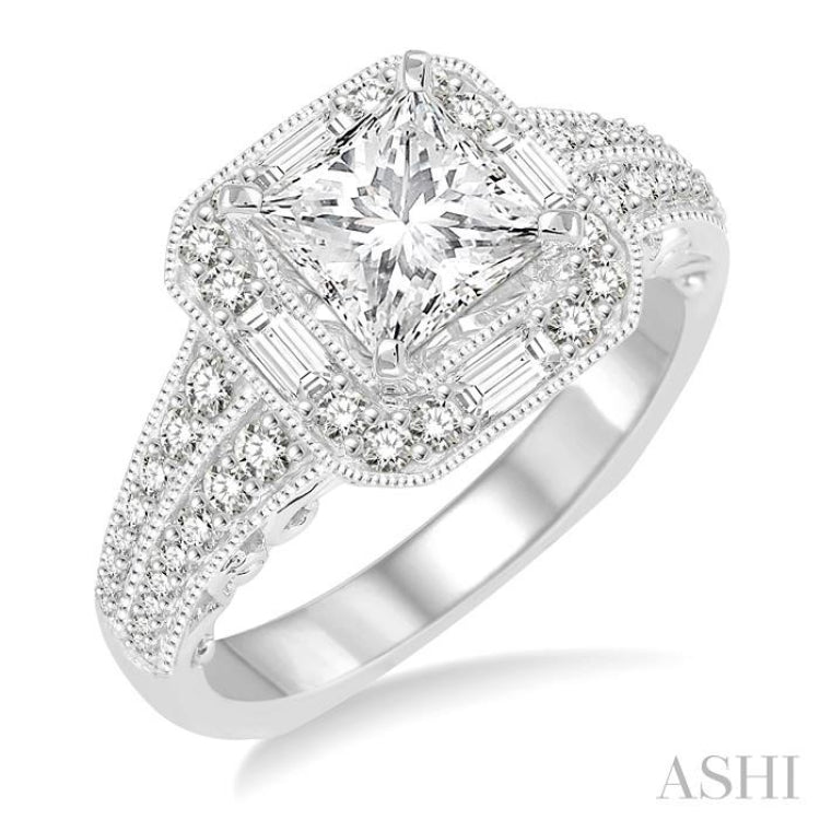 5/8 Ctw Diamond Semi-mount Engagement Ring in 14K White Gold