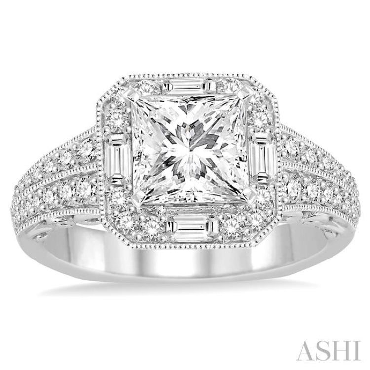 5/8 Ctw Diamond Semi-mount Engagement Ring in 14K White Gold