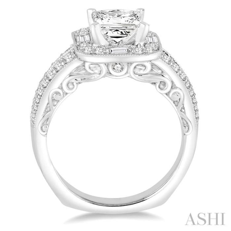 5/8 Ctw Diamond Semi-mount Engagement Ring in 14K White Gold