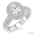 7/8 Ctw Diamond Semi-mount Engagement Ring in 14K White Gold