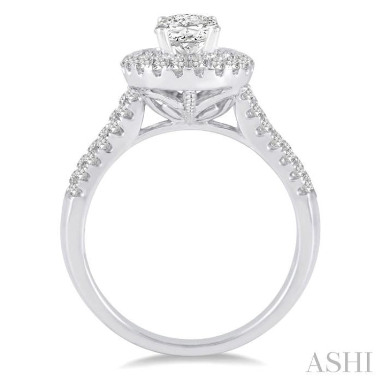 7/8 Ctw Diamond Semi-mount Engagement Ring in 14K White Gold