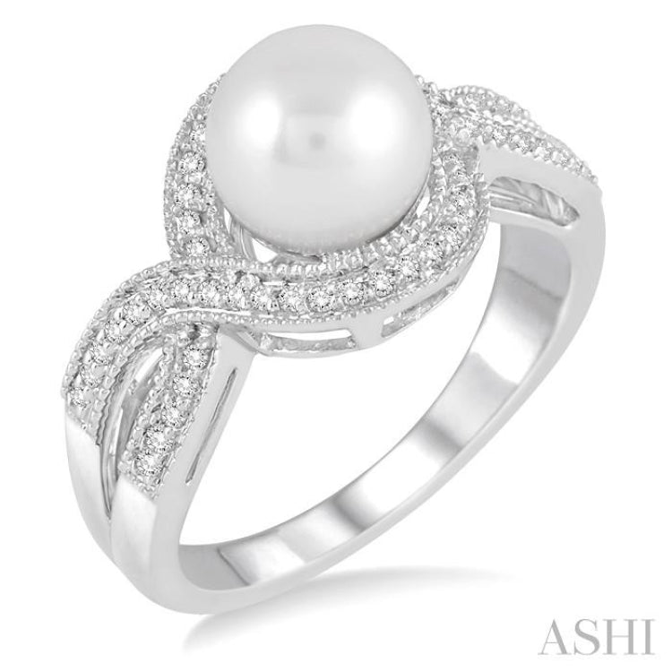 10k solid Genuine pearl/Diamonds popular ring