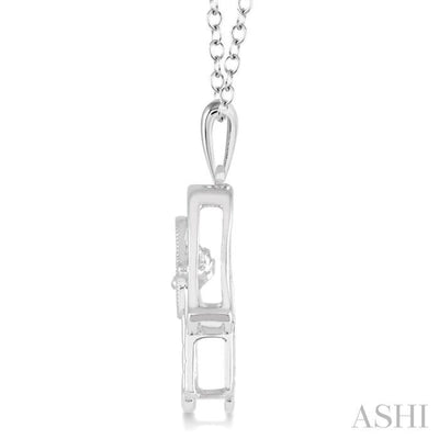 1/10 Ctw Round Cut Diamond Emotion Hamsa Pendant in Sterling Silver with Chain