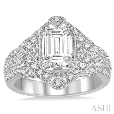 3/4 Ctw Diamond Semi-Mount Engagement Ring in 14K White Gold