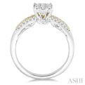 3/8 Ctw Round Cut Diamond Lovebright Engagement Ring in 14K White and Yellow Gold