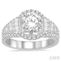 1 Ctw Diamond Semi-Mount Engagement Ring in 14K White Gold