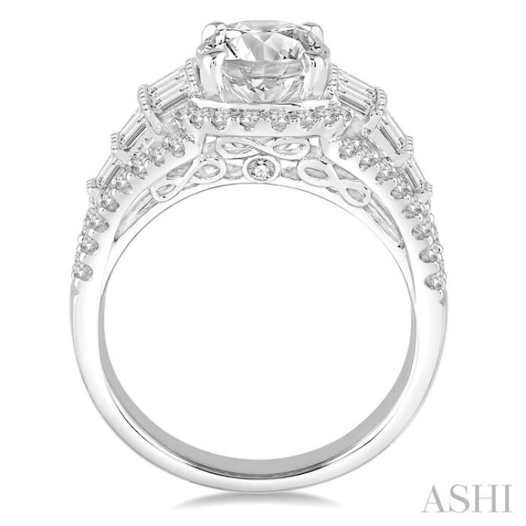 1 Ctw Diamond Semi-Mount Engagement Ring in 14K White Gold