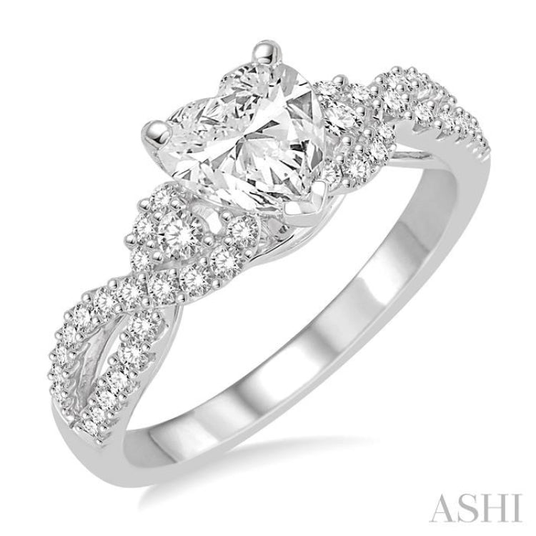 3/8 Ctw Round Cut Diamond Semi-Mount Engagement Ring in 14K White Gold