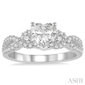 3/8 Ctw Round Cut Diamond Semi-Mount Engagement Ring in 14K White Gold