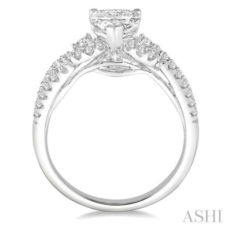 3/8 Ctw Round Cut Diamond Semi-Mount Engagement Ring in 14K White Gold